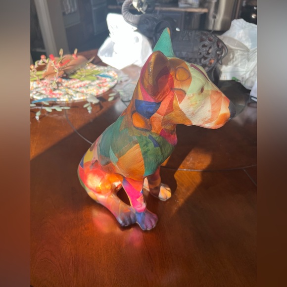 Dog Statue Art Deco Multi Color Bull Terrier - Picture 3 of 6